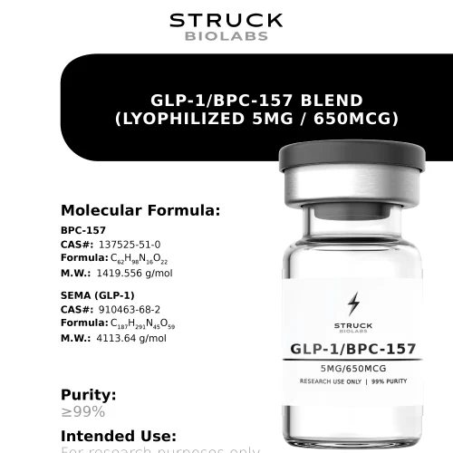 GLP-1 / BPC-157 Blend 5mg 650mcg (Lyophilized) research vial